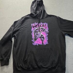Marvel Venom Graphic Hoodie Mens XL Black Purple Pink Superhero Sweatshirt